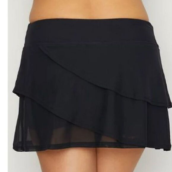 Coco Reef Women's Castaway Black Sway Mesh Layer Swim Skort black skirt short - Picture 3 of 8